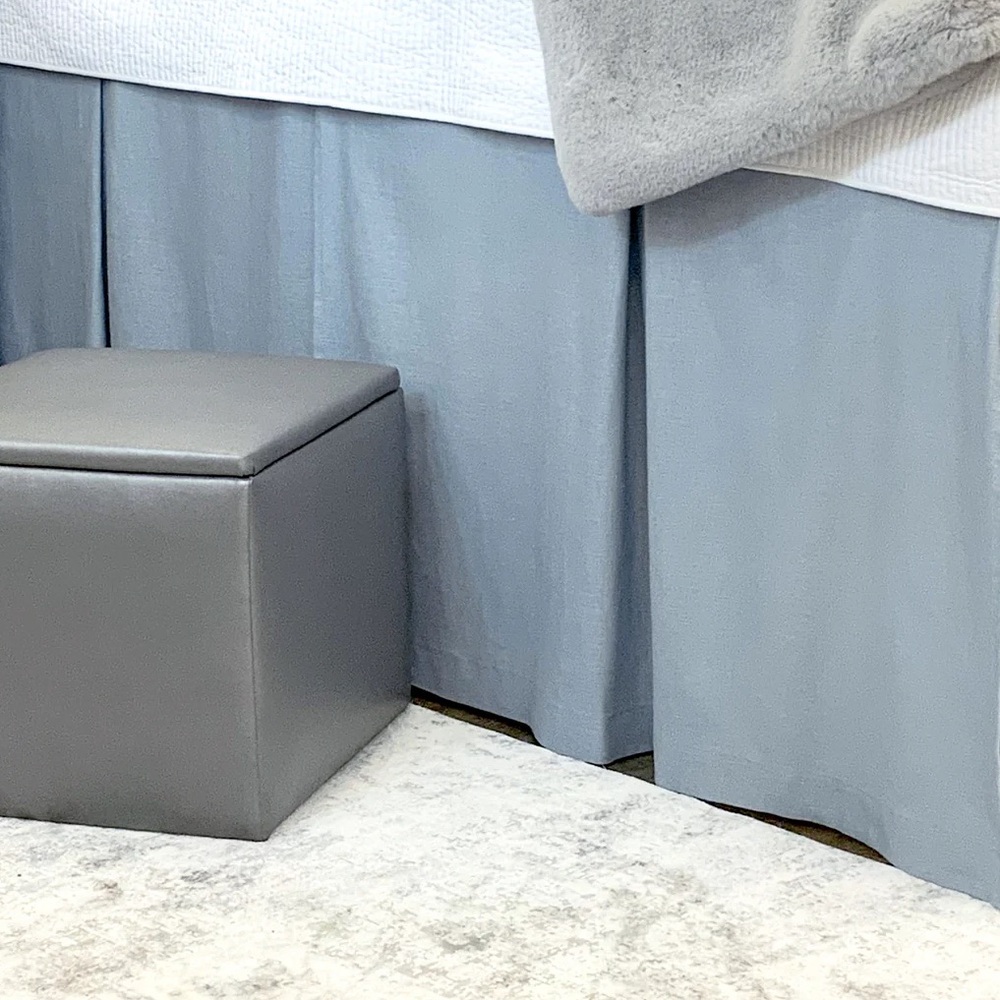 Baby blue bed skirts from Dorm Decor